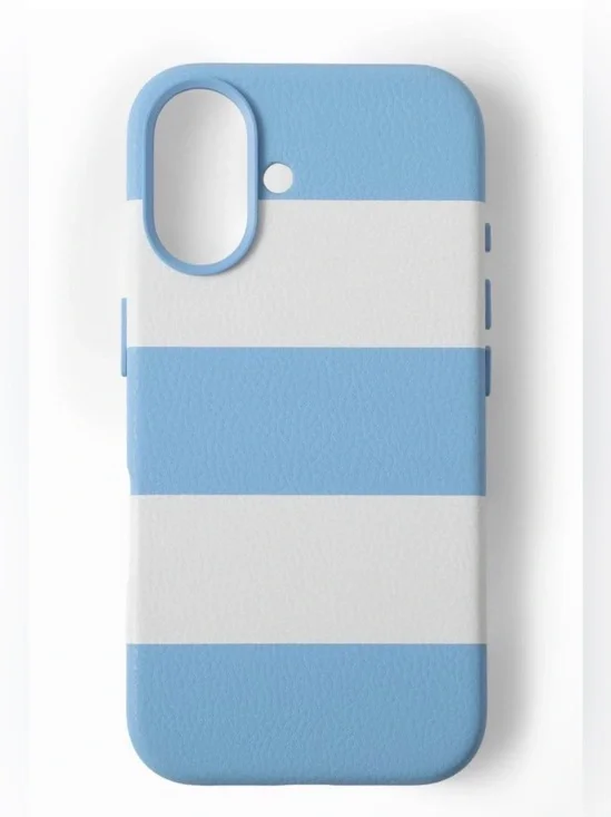 GEMS Hello Lux Light Blue Cabana Stripe Pebble PU iPhone Case - 16 New in Box
