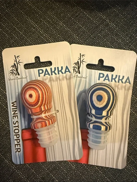 Wine Stoppers PAKKA Island Bamboo Wood Wine Stoppers With Cork Seal Set