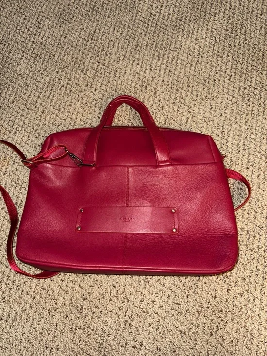 Burgundy/Red Leather Top-Handle Tote with Crossbody Strap