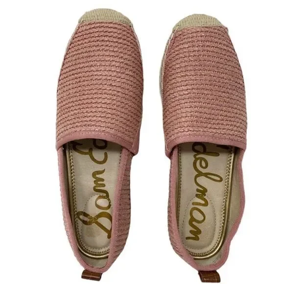 Sam Edelman Espadrille Flats Slip-On‎ Khloe Loafers Knit Pink Gold