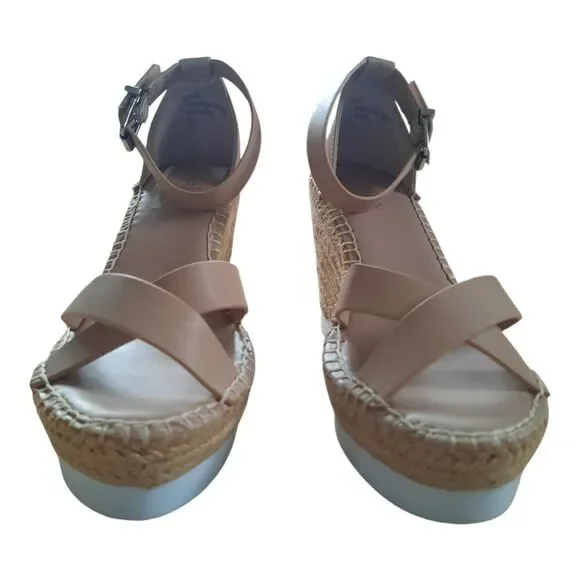 Charles David Beige Espedrille Platform Sandals