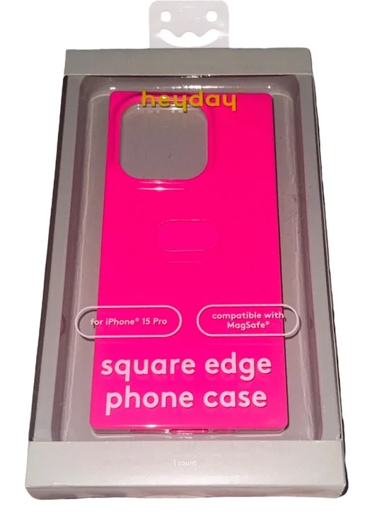 Heyday Square Case for Apple iPhone 15 Pro MagSafe Neon Pink New in Box