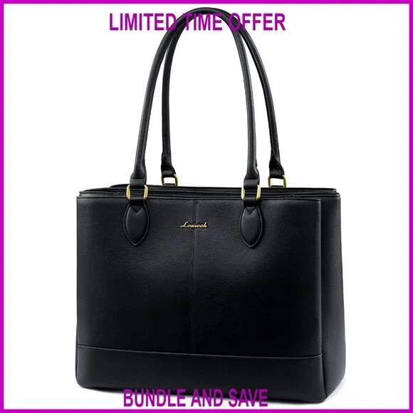 PU Leather Laptop Tote Bag 17.3 Inch Waterproof Work Travel Bag