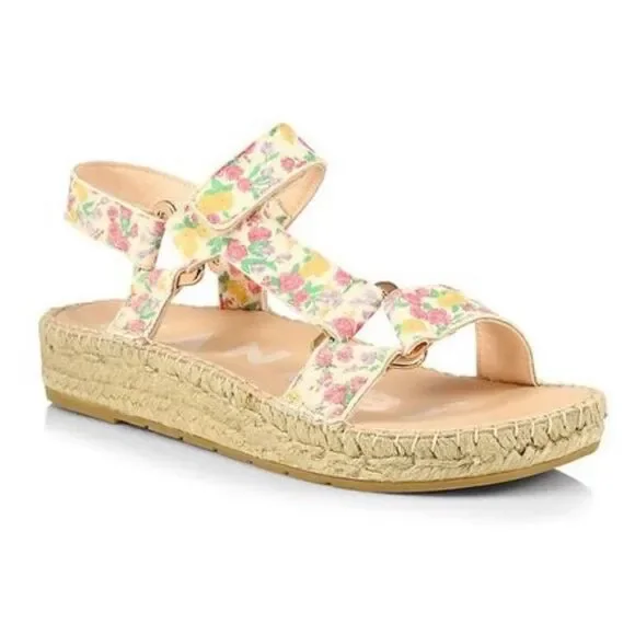 NWT Loveshackfancy X Manebi Floral Leather Espadrille Sport Sandals Size 39/US 8