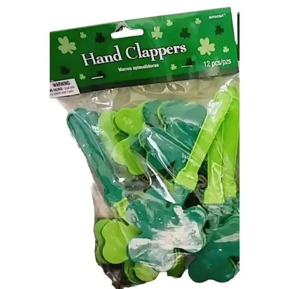 Amscan 12 pc St Patricks Party Noisemakers Shamrock Hand Clappers Party Favors