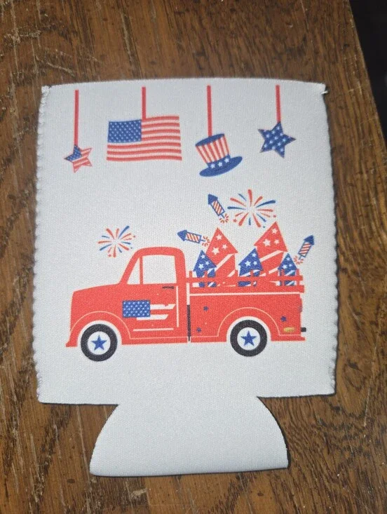 Patriotic Red, White & Blue Can Cooler