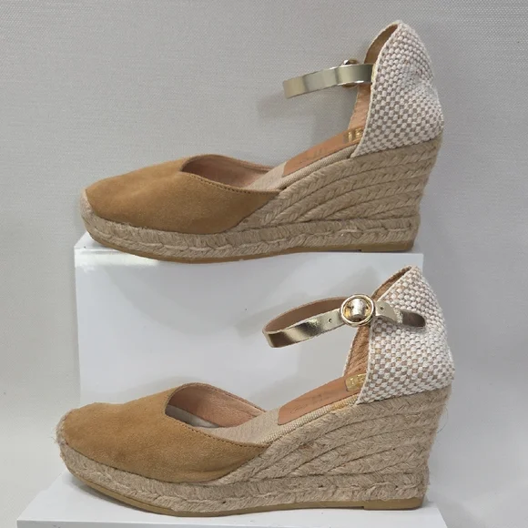 Kanna Tan and Cream Espadrille Wedges