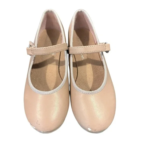 American Ballet Theatre Spotlight Tap‎ Shoes Girls 10.5 Tan Mary Jane Strap