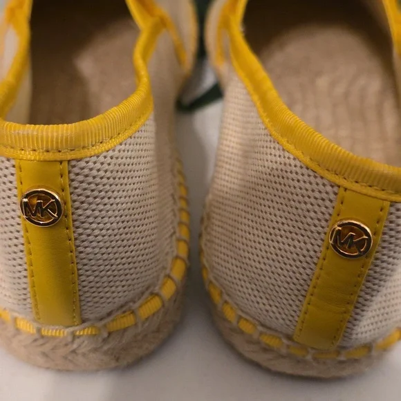 NWOT Michael Kors Yellow and Beige Slip-Ons SIZE 7.