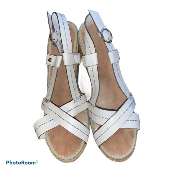 Tommy Bahama Riviera Leather Jute Wrapped Wedge Espadrilles size 7.5