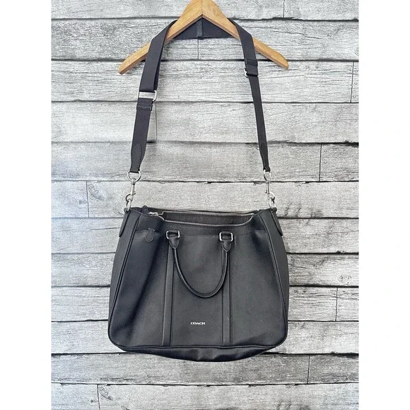 COACH Black Leather METROPOLITAN 71695 Briefbag Messenger Business Bag