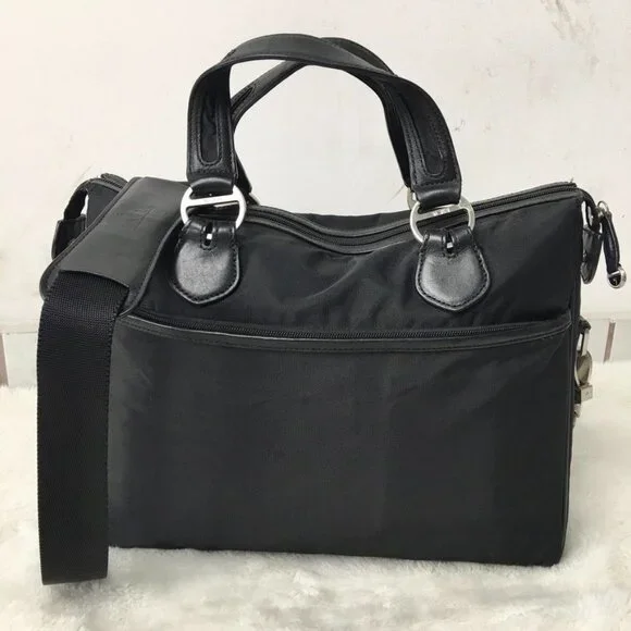 Tumi Women's Black Nylon Canvas Briefcase Laptop Messenger Bag 12.5 x 10.5