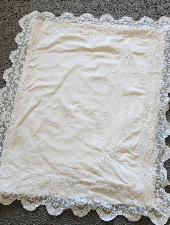 SCHWEITNER LINEN Sham White Lacy Vintage Made In Italy Embroidered 20 x 22