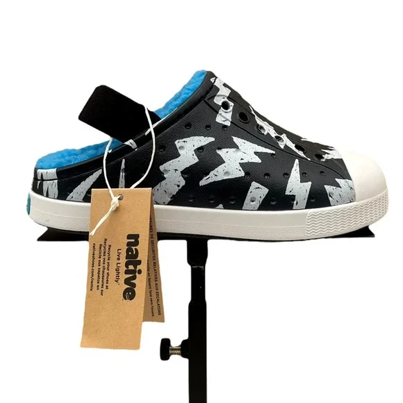 Native Jefferson Toddler Boys Slip-On Cozy Clogs‎ Size 10 Black-Blue Warm Shoes