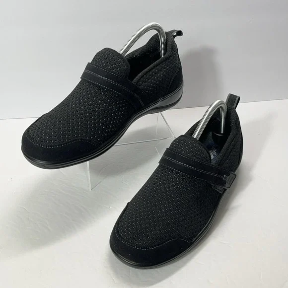 Ortho Feet Womens Quincy Ortho Shoes Black Comfort Slip On Walking 7.5D Wide