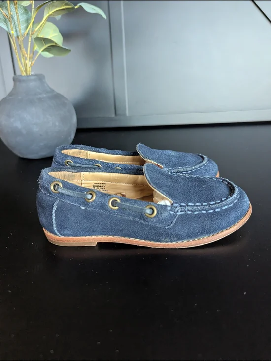 Janie and Jack Navy Suede Moc-Toe Loafers