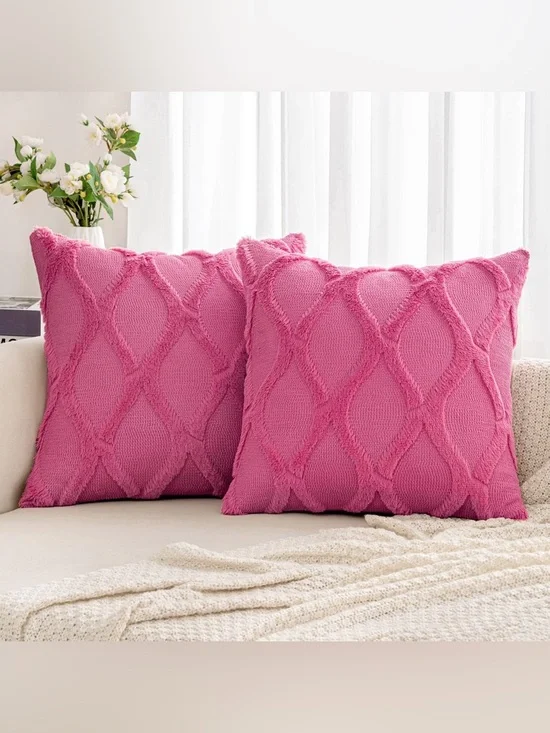 MIULEE 🩷 Throw Pillow Covers Set of 2 Spring Decorative Hot Pink 20x20 Inch