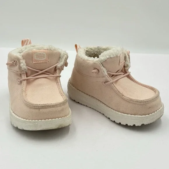 Hey Dude Lil Dude Cozy Pink Girls Slip-On Shoes Size US C4 Toddlers Sherpa Lined