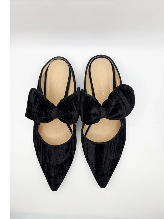 Anthropologie Livia Bow Flats Black Velvet