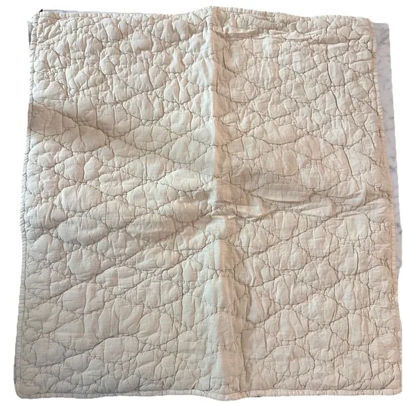 POTTERY BARN COCOON VOILE QUILTED PILLOW SHAM, Euro FLAX