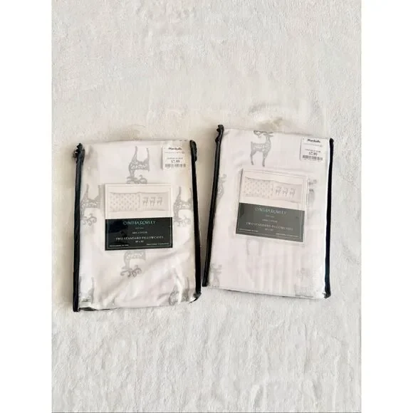 White and silver reindeer set of three pillowcases
