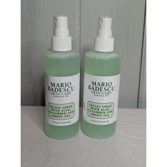 2 lot Mario Badescu skin care 4oz facial spray Aloe cucumber green Tea brand NEW