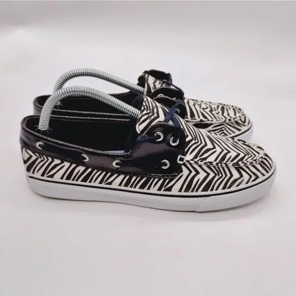 Sperry Top Sider Zebra Print Boat‎ Shoes Womens Size 9.5 M Sperry Casual Shoes