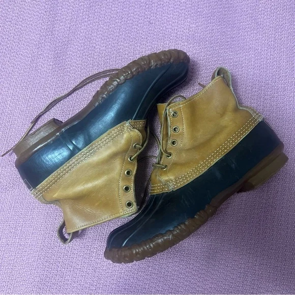 Vintage LL Bean Maine Hunting Shoe Unlined Brown Leather men’s 8