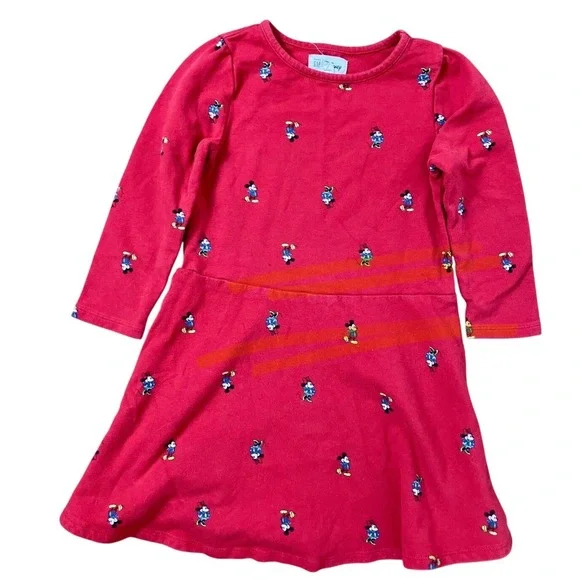 Gap Kids Disney Mickey Mouse Red Long‎ Sleeve Dress Toddler 5 Years