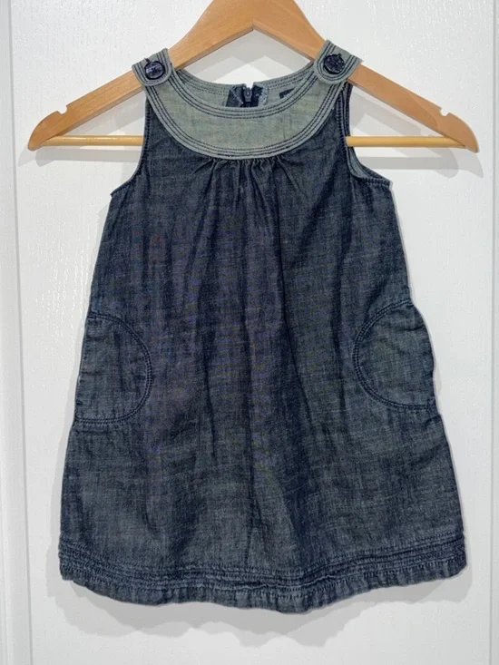 Baby Gap denim tank dress with pockets and button accents size 5T