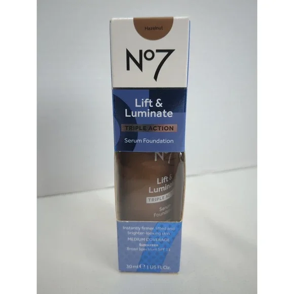 No7 Lift & Luminate Triple Action Serum 1oz Hazelnut Exp 5/27 New SPF 15