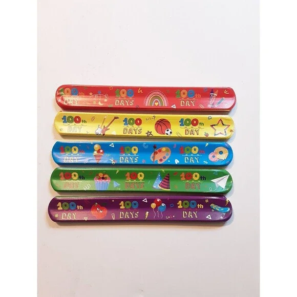 100th day of School Slap Wrist Bands
