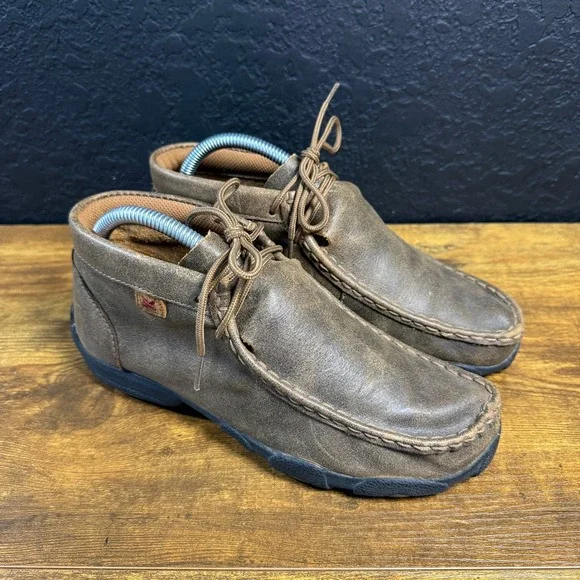 Twisted X Driving Moc YDM0001 Brown Leather Casual Shoes Youth 4M