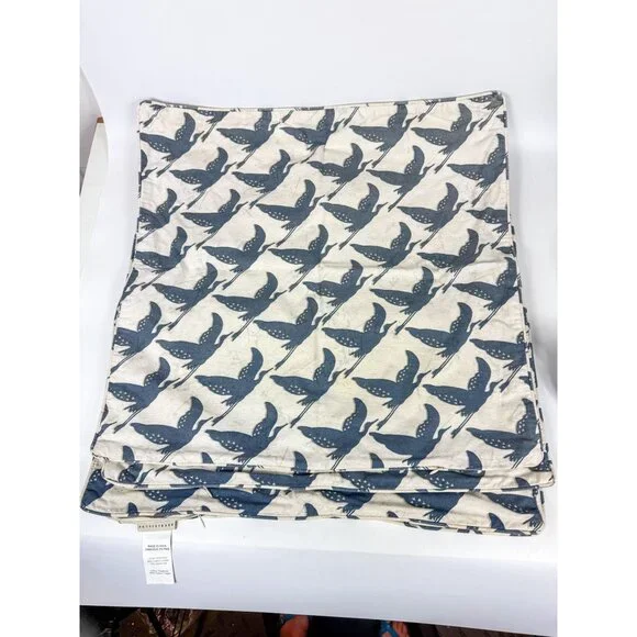 Pottery Barn Blue  White Geometric Bird Heron Stork Print Pillow Covers Set Of 6