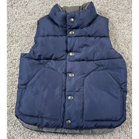 Baby Gap Toddler Puffer Vest Sleeveless Full Zip Snap Navy Blue 3T‎
