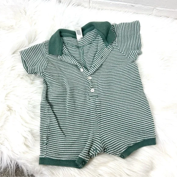 Baby Gap Green White Striped Ribbed Knit Onesie Size 3-6MOS