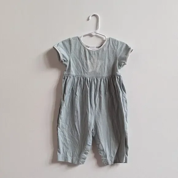Vtg Baby Gap Romper Girls Sz 6-12m Mint Green Star Y2K
