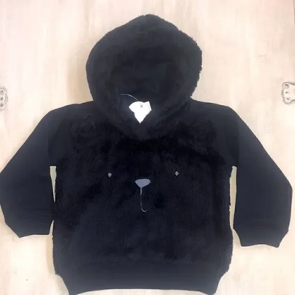 NWT Baby gap navy blue bear cozy lined hoodie