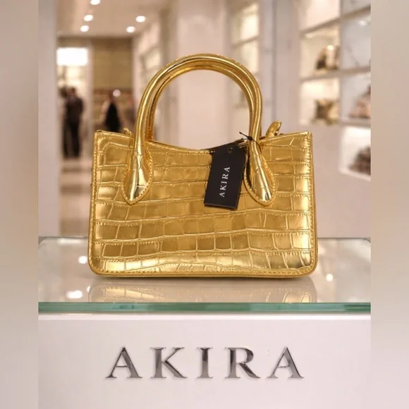 AKIRA Gold Crocodile Pattern Satchel