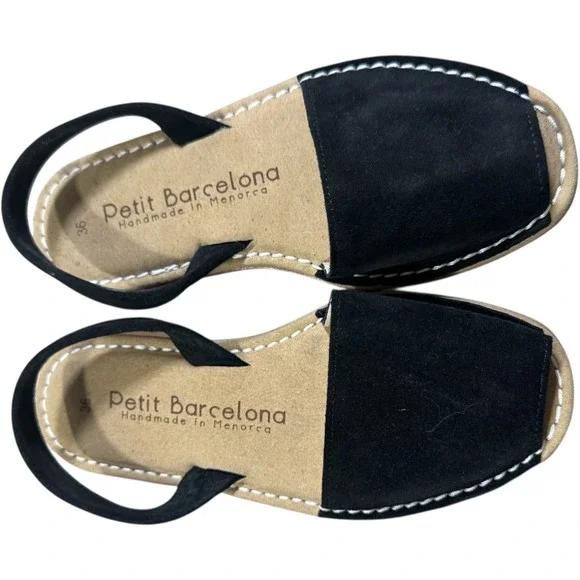 Petit Barcelona Flat Avarcas Black Suede Women's‎ Flat Shoe EU 36 New No Box