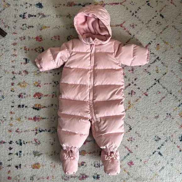 Baby GAP Snow Suit One Piece Pink 6-12 Months Puffer Warm