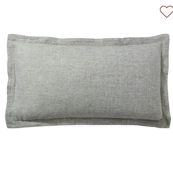 New Set 2 Pottery Barn Belgian Flax Linen Waffle Weave Standard Sham Covers Grey