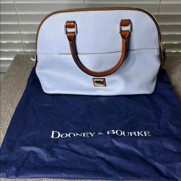Dooney & Bourke Carter Domed Satchel in Pebble Grain Leather Light Lavender/Blue