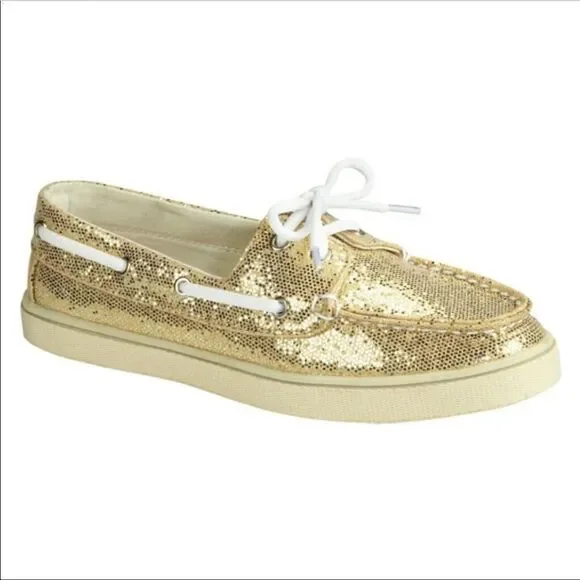 Bongo Edge Gold Glitter Boat Shoes Sneakers Slip On