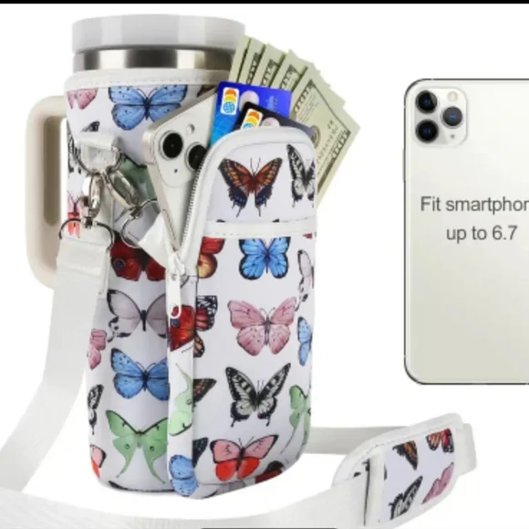 Butterfly Pattern Phone Holder with Strap FP