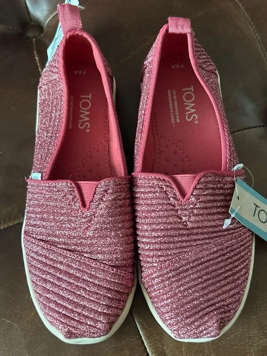 Toms Girls Sparkling Rose Slip-On Flats