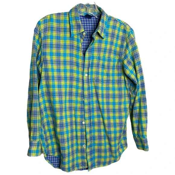 Gap Kid's Casual Button Up‎ Dress Shirt Long Sleeve Collared Blue Cotton Size XL