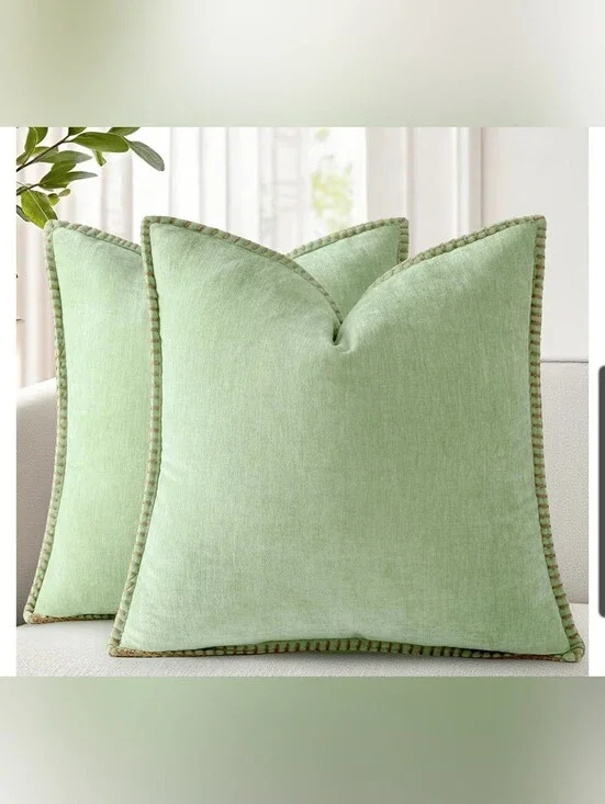 Sage Green Decorative Throw Pillow Covers Set Of 2 - DecorUhome 16 X 16