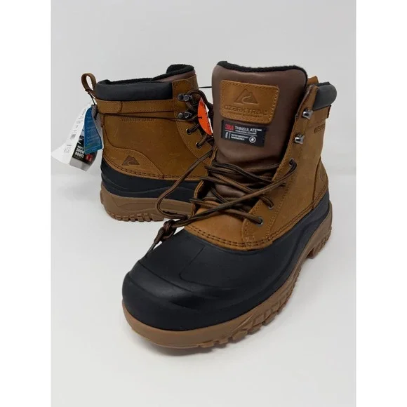 Ozark Trail Snow Boots 10 Brown Waterproof Insulated Leather‎ NWT Classic Men's