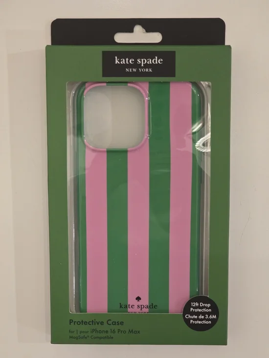 NWT kate spade New York iPhone 16 Pro Max Pink & Green Striped Phone Case